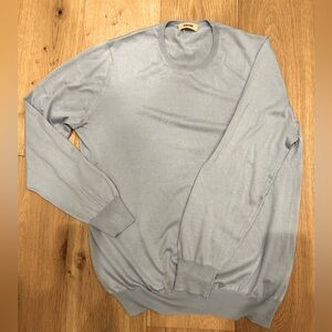 Harry Rosen, Harold, silk / cotton crewneck knit.  Ice blue, size large.